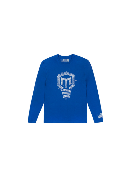 Mark Rober Logo Blueprint Long Sleeve T-Shirt (Blue)